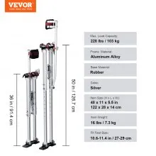 Zancos para paneles de yeso VEVOR, zancos ajustables de aluminio para herramientas de 36 a 50 pulgadas con rodilleras protectoras, zancos de trabajo duraderos y antideslizantes para pintura de yeso, caminar, encintar, plateado