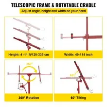 Panel elevador de paneles de yeso VEVOR, elevador de paneles de yeso de 11 pies, capacidad de peso de 150 libras, herramienta de elevación de panel, material de acero con brazo telescópico y 3 ruedas bloqueables, 48 ​​x 192 pulgadas, tamaño de placa de yeso