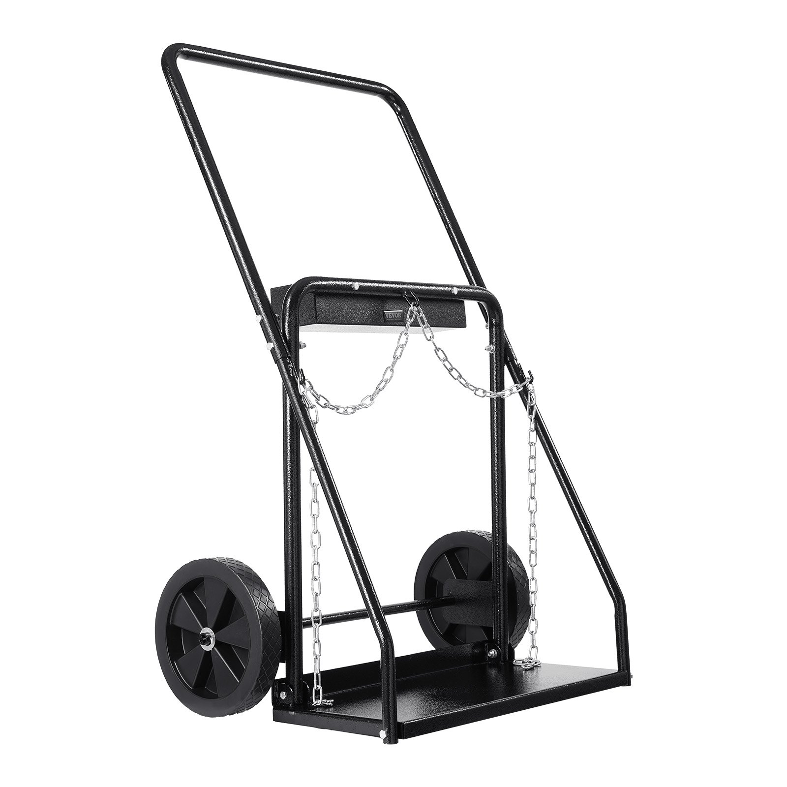 VEVOR - Carro para cilindros de soldadura doble, carro para tanques de oxígeno y acetileno con capacidad de peso estático de 200 kg, ruedas sólidas de 25 cm y cadenas de seguridad para el almacenamiento de tanques, apto para cilindros de gas dobles de 32 cm de diámetro.