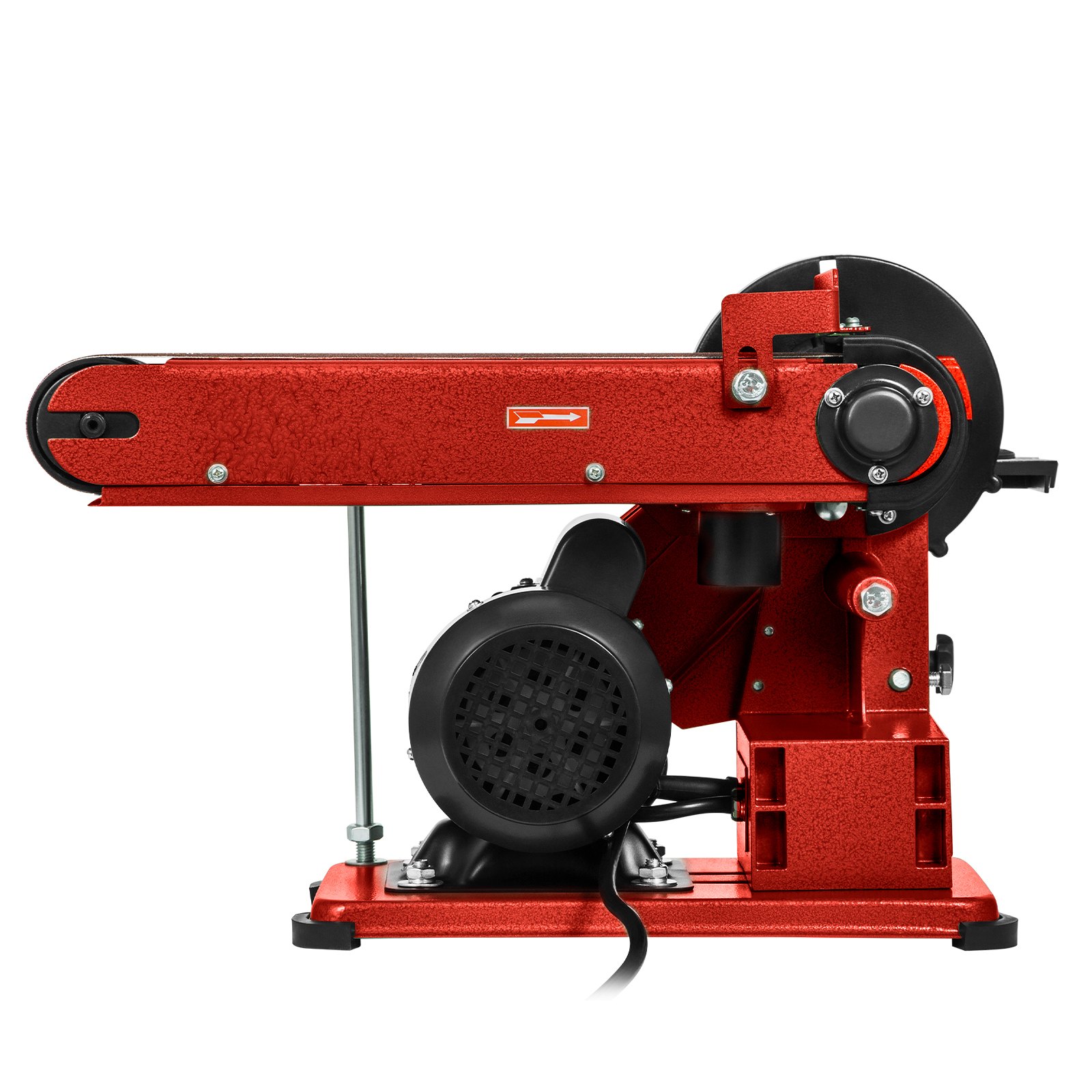 Lijadora de disco de banda roja VEVOR con motor negro y construcción duradera.