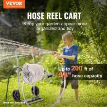 VEVOR Carro de carrete de manguera, soporta hasta 200 pies de manguera de 5/8 pulgadas (manguera no incluida), carros de manguera de agua de jardín herramientas móviles con ruedas, plantación al aire