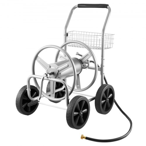 VEVOR Carro de carrete de manguera, sostiene hasta 300 pies de manguera de 5/8 pulgadas, carros de manguera de agua de jardín herramientas móviles con 4 ruedas, plantación al aire libre de acero con r
