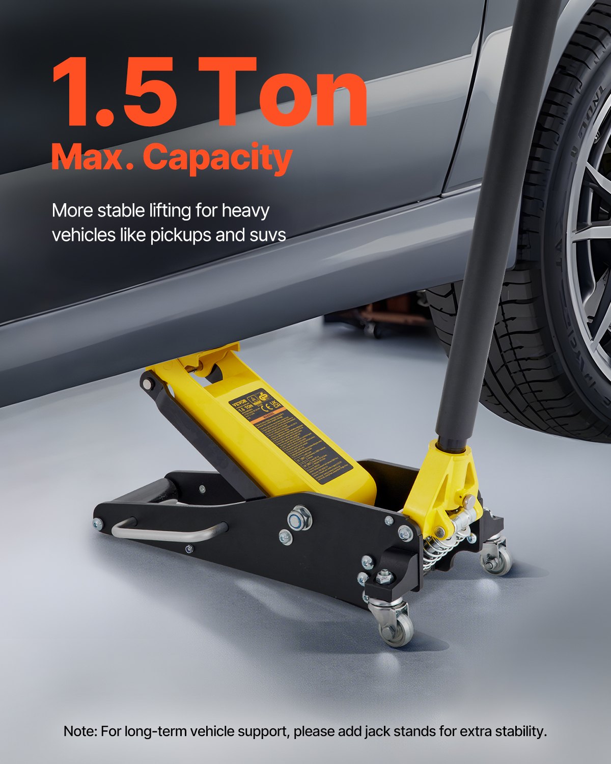 VEVOR Floor Jack, 1.5 Ton Low Profile Floor Jack, Aluminum and Steel Racing Floor Jack with Dual Pistons Quick Lift Pump, Floor Jack Lifting Range 3-3/20"-14-10/27"