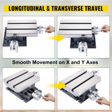 Mesa de fresado de deslizamiento compuesto VEVOR, taladro de banco de fresado multifunción de 4-7/10" x 4-3/10", mesa de trabajo de fresadora de eje ajustable X 120 mm Y 108 mm, mesa de deslizamiento cruzado compuesto para soporte de taladro de banco