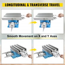 Mesa de fresado de deslizamiento compuesto VEVOR, taladro de banco de fresado multifunción de 4-7/10" x 4-3/10", mesa de trabajo de fresadora de eje ajustable X 120 mm Y 108 mm, mesa de deslizamiento cruzado compuesto para soporte de taladro de banco