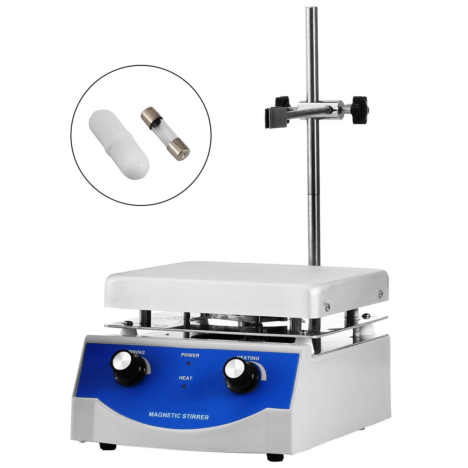 VEVOR Agitador de Laboratorio SH-3 Placa Caliente Mezclador Agitador Magnético Agitación 17x17cm 3000ml Control Dual