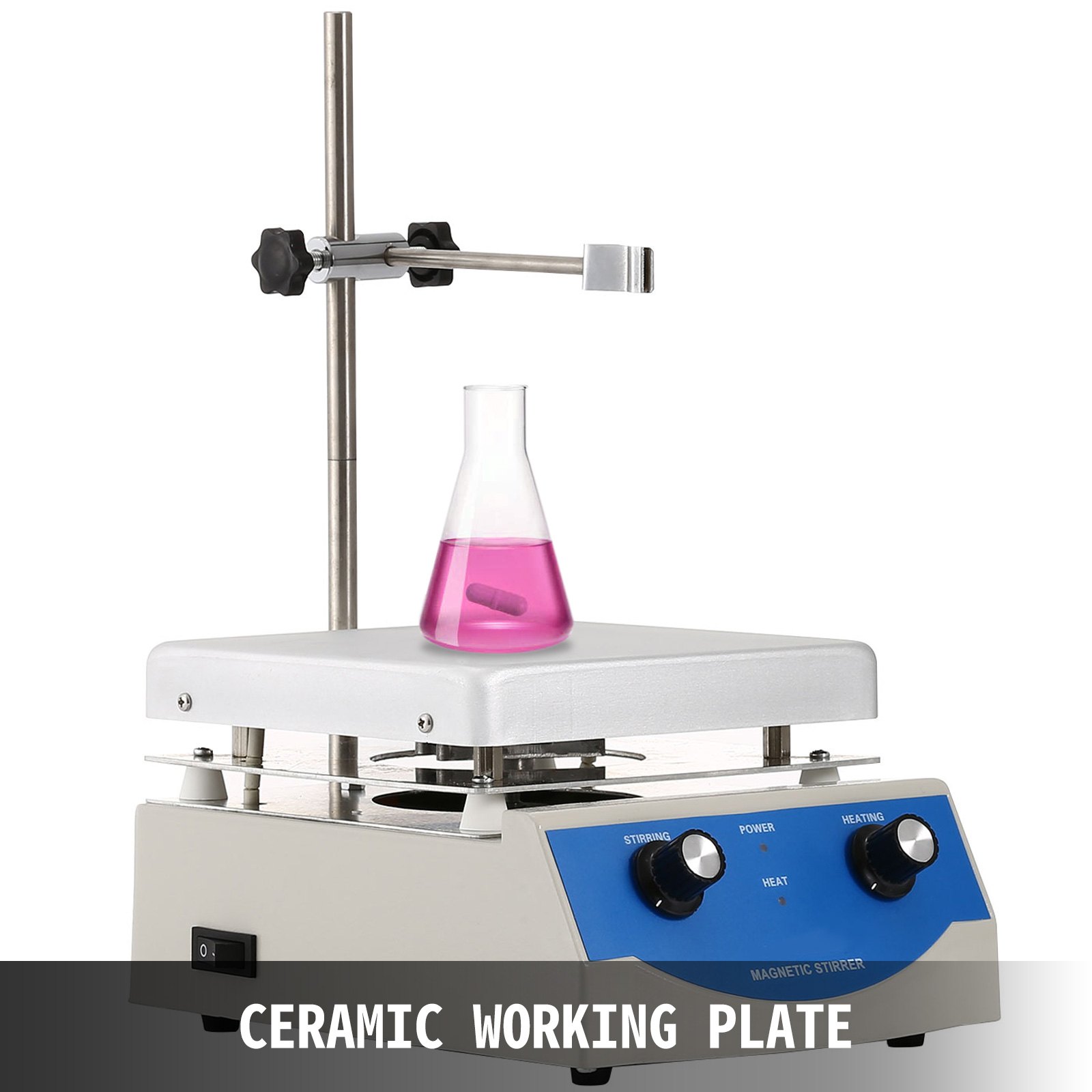 VEVOR Agitador de Laboratorio SH-3 Placa Caliente Mezclador Agitador Magnético Agitación 17x17cm 3000ml Control Dual
