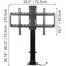 VEVOR Soporte motorizado para TV de 32 a 70 pulgadas con control remoto de altura ajustable de 28.74 a 68.11 pulgadas, capacidad de carga de 69.9 kg