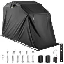 VEVOR Almacenamiento de refugio para motocicletas Tienda de almacenamiento impermeable para motocicletas Oxford 600D Cobertizo de refugio para motocicletas de color negro con candado de código TSA y bolsa de transporte