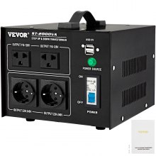 VEVOR Transformador Eléctrico De Voltaje convertidor de voltaje convertidor de transformador ascendente/descendente de alta resistencia de 2000 W