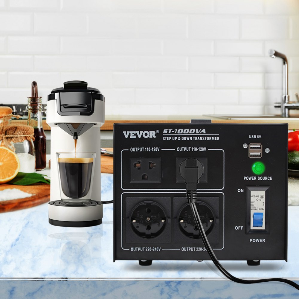 VEVOR Transformador Eléctrico De Voltaje convertidor de voltaje convertidor de transformador ascendente/descendente de alta resistencia de 1000 W