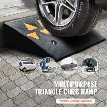 Rampa de goma VEVOR, paquete de 2, altura de elevación de 5 pulgadas, resistente, 33069 libras/15 T de capacidad, rampas de umbral, rampas de entrada con estructura de rejilla estable para coches, sillas de ruedas, bicicletas, motocicletas