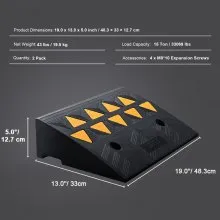 Rampa de goma VEVOR, paquete de 2, altura de elevación de 5 pulgadas, resistente, 33069 libras/15 T de capacidad, rampas de umbral, rampas de entrada con estructura de rejilla estable para coches, sillas de ruedas, bicicletas, motocicletas