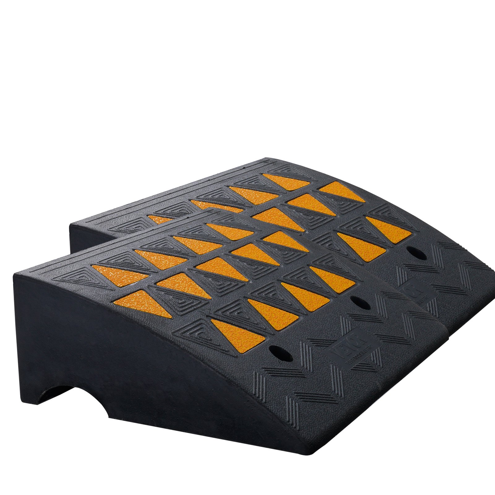 Rampa de bordillo de goma VEVOR, paquete de 2, 6" de altura, alta resistencia, capacidad de 33069 lbs/15 T, rampas de umbral, rampas de entrada con estructura de rejilla estable para automóviles, sillas de ruedas, bicicletas y motocicletas.