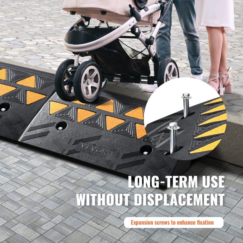 Rampa de goma VEVOR, paquete de 2, altura de elevación de 4.3 pulgadas, resistente, 33069 libras/15 T de capacidad, rampas de umbral, rampas de entrada con estructura de rejilla estable para coches, sillas de ruedas, bicicletas, motocicletas