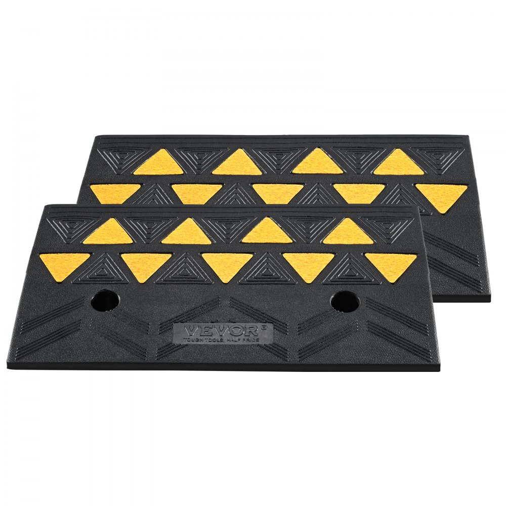 Rampa de goma VEVOR, paquete de 2, altura de elevación de 4.3 pulgadas, resistente, 33069 libras/15 T de capacidad, rampas de umbral, rampas de entrada con estructura de rejilla estable para coches, sillas de ruedas, bicicletas, motocicletas