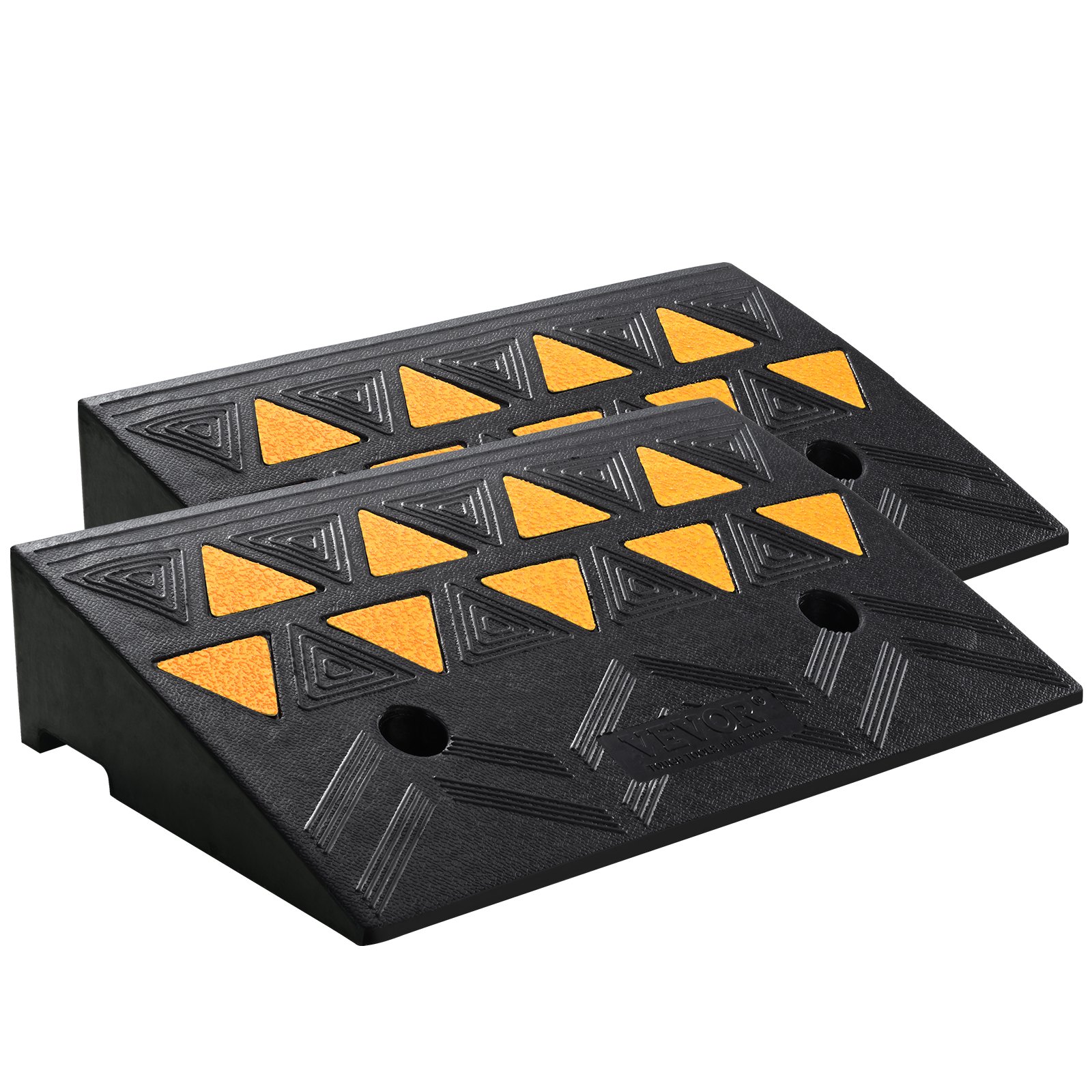 Rampa de goma VEVOR, paquete de 2, altura de elevación de 4.3 pulgadas, resistente, 33069 libras/15 T de capacidad, rampas de umbral, rampas de entrada con estructura de rejilla estable para coches, sillas de ruedas, bicicletas, motocicletas