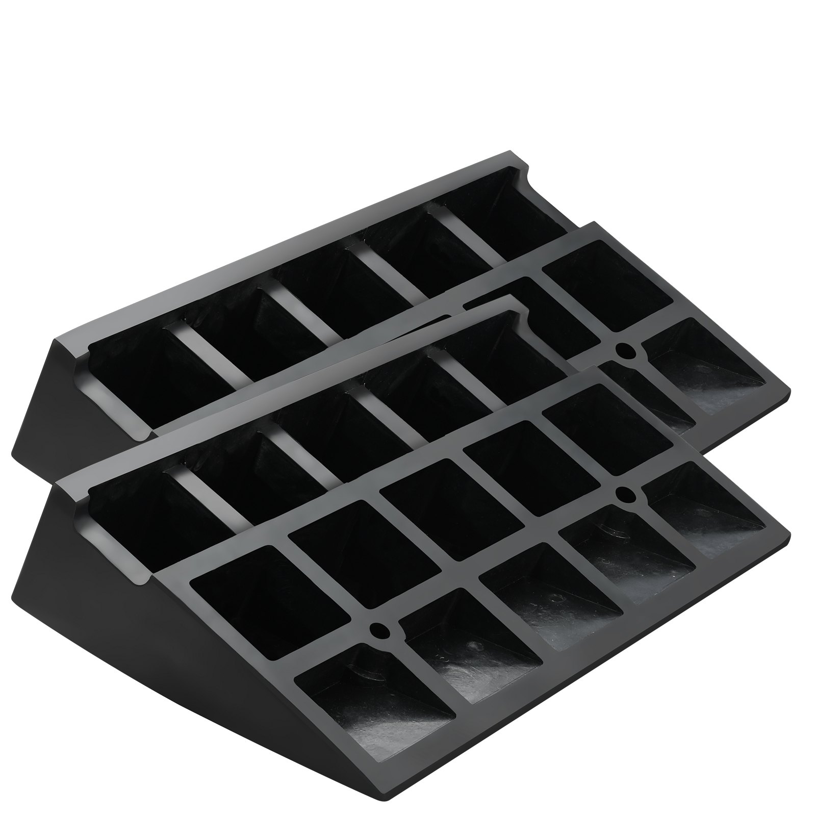 Rampa de goma VEVOR, paquete de 2, altura de elevación de 4.3 pulgadas, resistente, 33069 libras/15 T de capacidad, rampas de umbral, rampas de entrada con estructura de rejilla estable para coches, sillas de ruedas, bicicletas, motocicletas