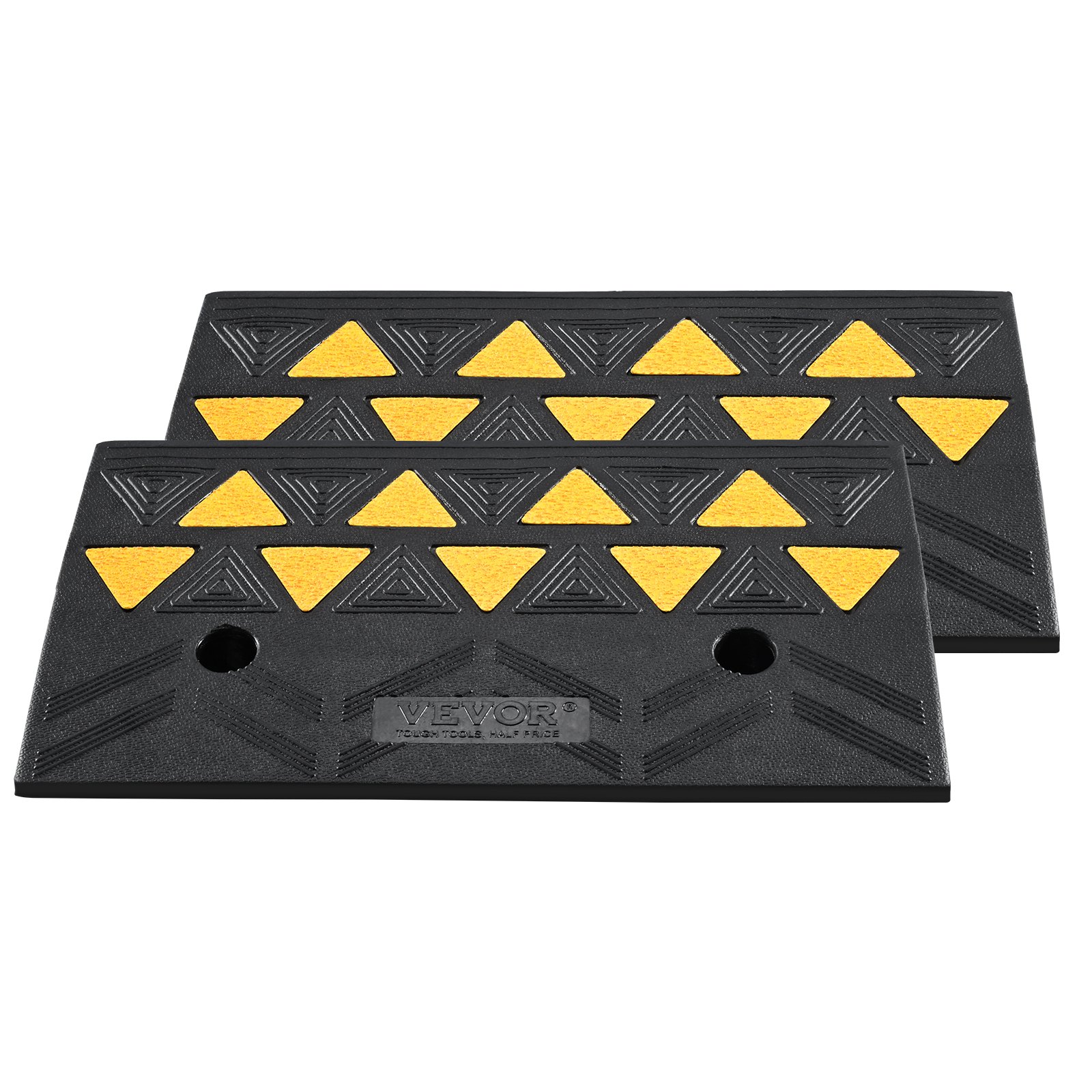 Rampa de goma VEVOR, paquete de 2, altura de elevación de 4.3 pulgadas, resistente, 33069 libras/15 T de capacidad, rampas de umbral, rampas de entrada con estructura de rejilla estable para coches, sillas de ruedas, bicicletas, motocicletas