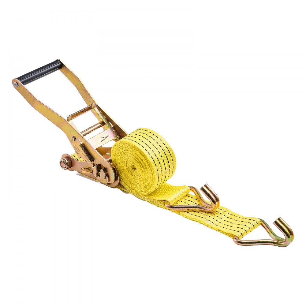 Correas de trinquete VEVOR, 5 cm x 4,5 m, correas de amarre resistentes con doble gancho en J, resistencia a la rotura de 2268 kg, bolsa de transporte, sistema de amarre con trinquete para mudanzas, remolques, motocicletas, kayaks, techos de automóviles, paquete de 6