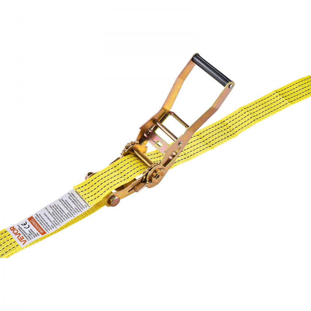 Correas de trinquete VEVOR, 5 cm x 4,5 m, correas de amarre resistentes con doble gancho en J, resistencia a la rotura de 2268 kg, bolsa de transporte, sistema de amarre con trinquete para mudanzas, remolques, motocicletas, kayaks, techos de automóviles, paquete de 6