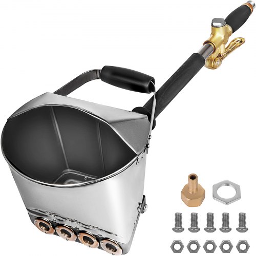 VEVOR - Pistola pulverizadora de mortero de cemento de 4 chorros, pistola neumática para estuco, pulverizador de cemento de hormigón con cubierta para pintar paredes, techos y techos, herramienta de hormigón de 80 cm