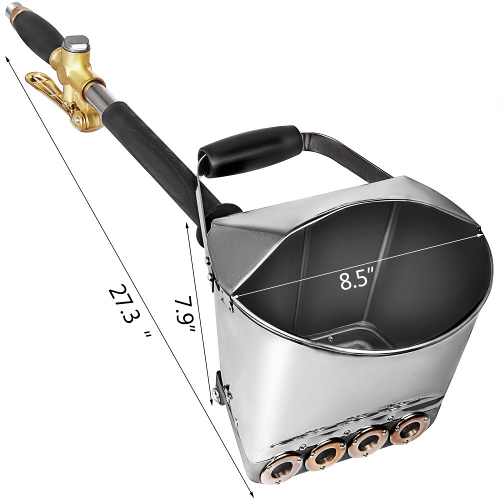VEVOR - Pistola pulverizadora de mortero de cemento de 4 chorros, pistola neumática para estuco, pulverizador de cemento de hormigón con cubierta para pintar paredes, techos y techos, herramienta de hormigón de 80 cm