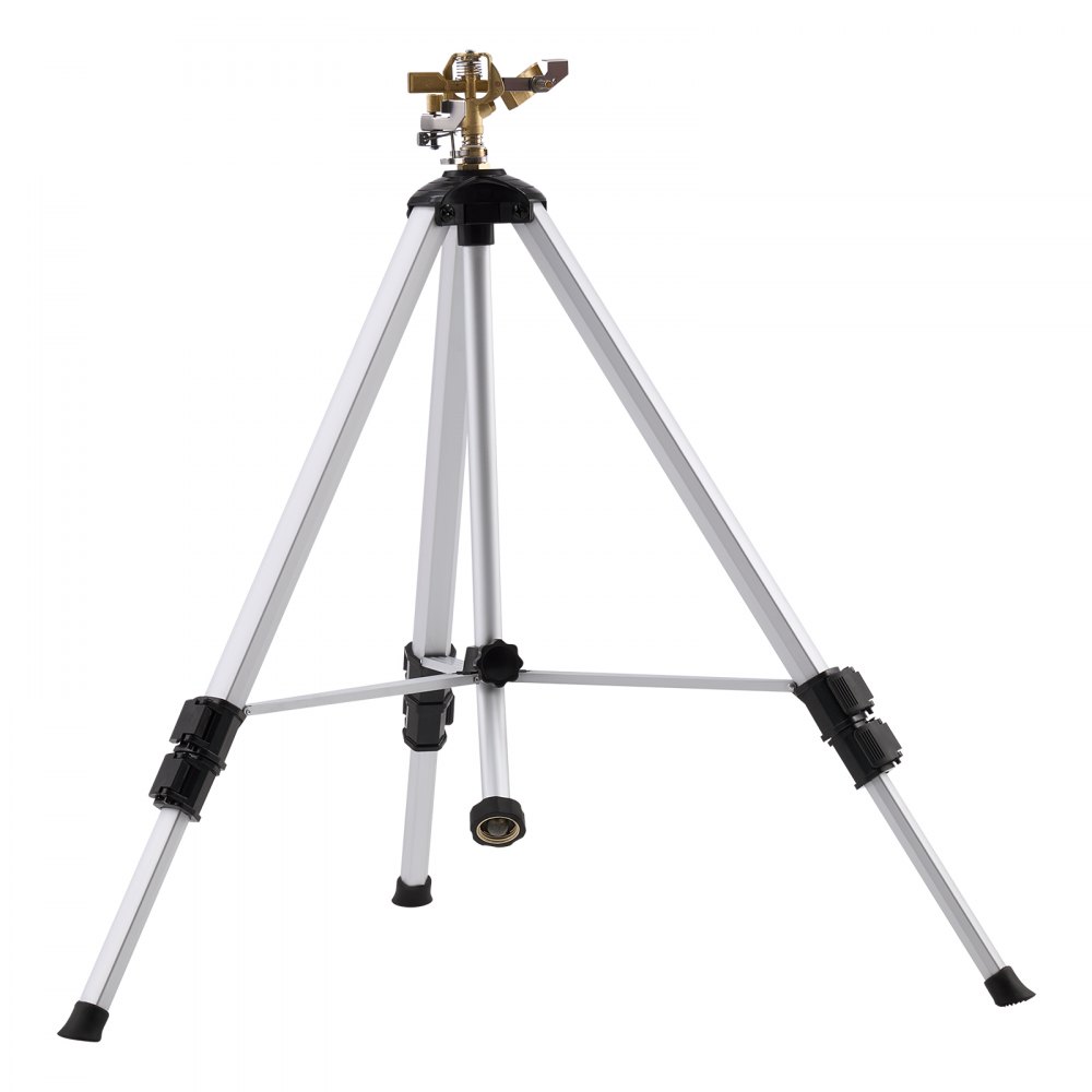 Aspersor de trípode de 360°, aspersor resistente para césped y jardín, color gris