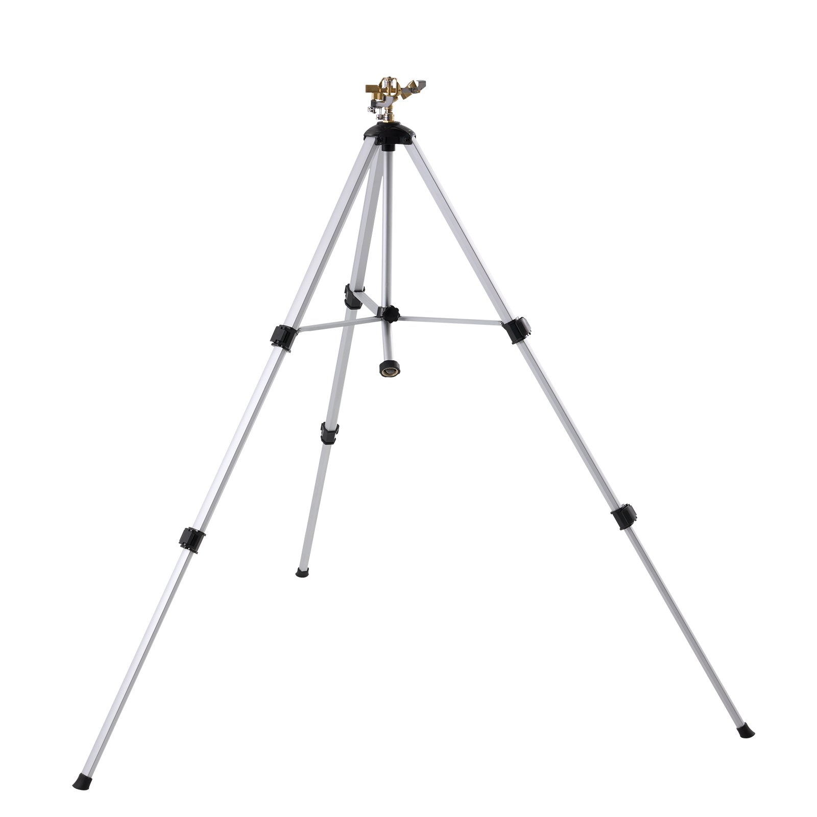 Aspersor de trípode de 360°, aspersor resistente para césped y jardín, color gris