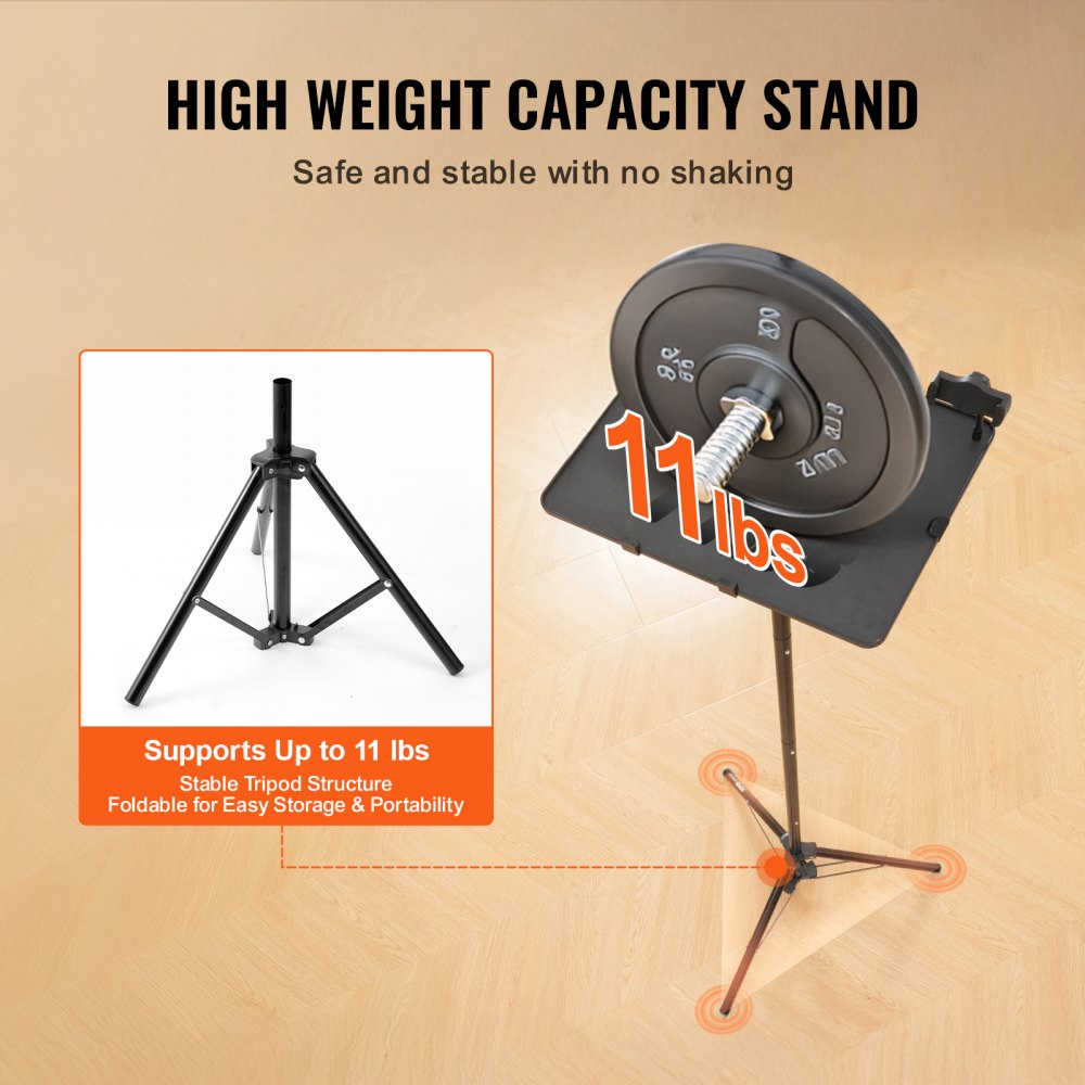 VEVOR Soporte para Proyector, Trípode para Computadora Portátil con Bandeja y Soporte para Teléfono con Cuello de Cisne Altura Ajustable de 685-1600 mm para Películas al Aire Libre, Hogar, Oficina