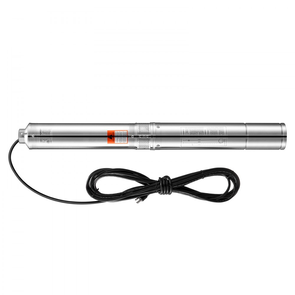 Bomba sumergible para pozos profundos VEVOR, 1,5 HP, 115 V, caudal de 31,7 GPM, altura de elevación de 84 m, cable de 10 m, acero inoxidable, para uso industrial, de riego y doméstico, grado de impermeabilidad IP68.