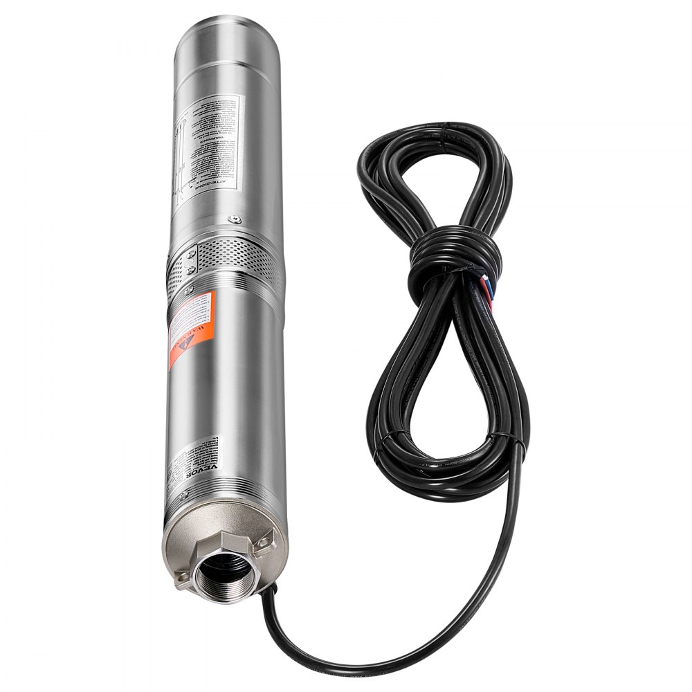 Bomba sumergible para pozo profundo VEVOR, 1 HP de potencia, 115 V, caudal de 31,7 GPM, altura de elevación de 207 pies, con cable de 32,81 pies y caja de control externa, de acero inoxidable, para riego industrial y doméstico, IP68