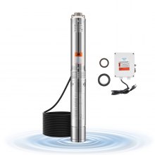 Bomba sumergible para pozo profundo de 1 HP, bomba de agua de acero inoxidable, 31,7 GPM, 207 pies