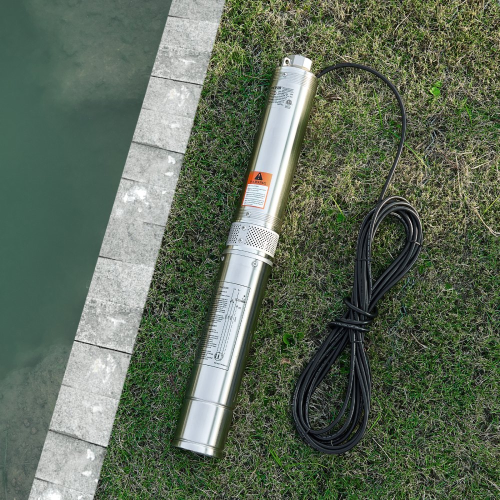 Bomba sumergible para pozo profundo VEVOR, 1 HP de potencia, 230 V, caudal de 31,7 GPM, altura de elevación de 207 pies, con cable de 32,81 pies y caja de control externa, de acero inoxidable, para riego industrial y doméstico, IP68