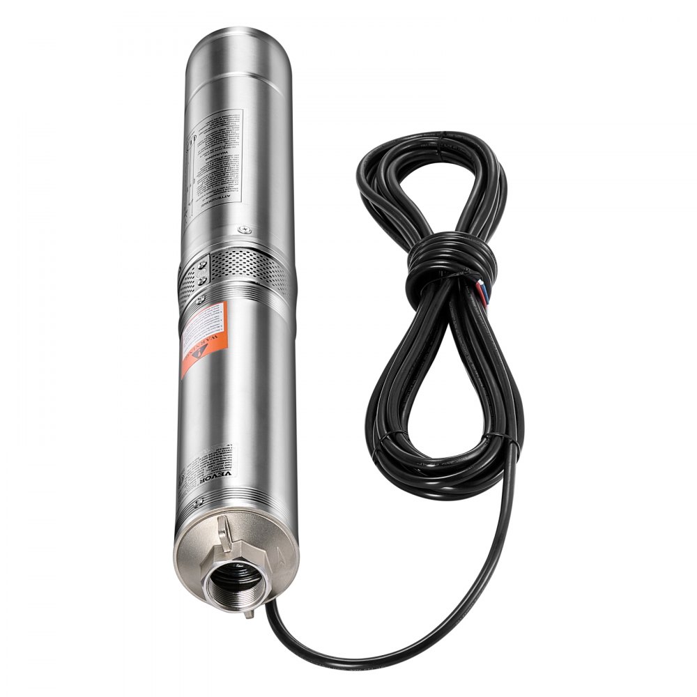 Bomba sumergible para pozo profundo VEVOR, 1 HP de potencia, 230 V, caudal de 31,7 GPM, altura de elevación de 207 pies, con cable de 32,81 pies y caja de control externa, de acero inoxidable, para riego industrial y doméstico, IP68
