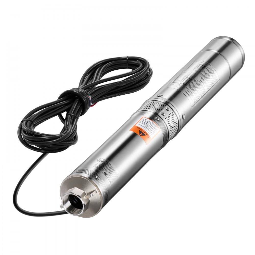 Bomba sumergible para pozo profundo VEVOR, 1 HP de potencia, 230 V, caudal de 31,7 GPM, altura de elevación de 207 pies, con cable de 32,81 pies y caja de control externa, de acero inoxidable, para riego industrial y doméstico, IP68