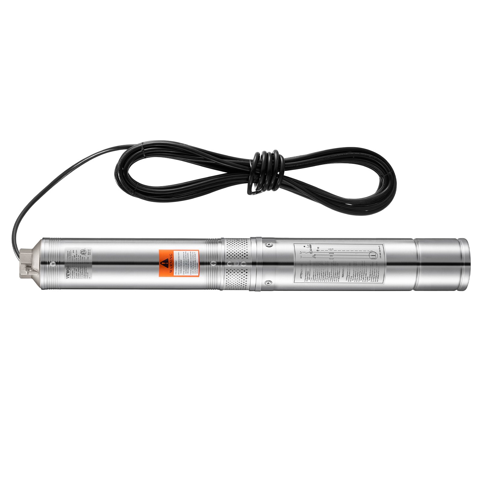 Bomba sumergible para pozo profundo VEVOR, 1 HP de potencia, 230 V, caudal de 31,7 GPM, altura de elevación de 207 pies, con cable de 32,81 pies y caja de control externa, de acero inoxidable, para riego industrial y doméstico, IP68