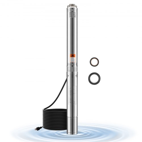 Bomba sumergible para pozo profundo VEVOR, 2 HP, 115 V, caudal de 31,7 GPM, 137 m de altura de elevación, con cable de 3 m, de acero inoxidable, para uso industrial, de riego y doméstico, con grado de impermeabilidad IP68.