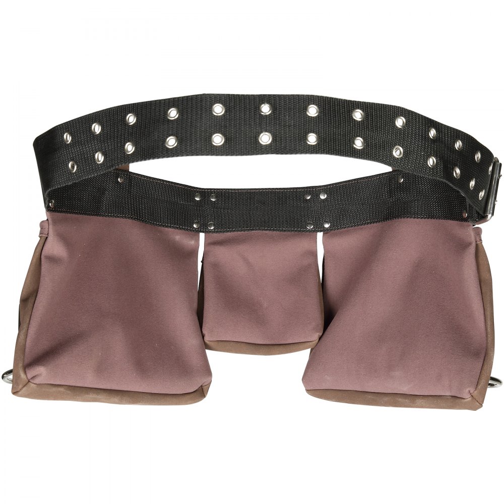 VEVOR Cinturón de herramientas con 13 bolsillos, se ajusta de 29 pulgadas a 54 pulgadas, bolsa de herramientas de cuero resistente con trabillas dobles para martillo, bolsa de herramientas para electricista, carpintero, manitas, construcción, enmarcador, marrón