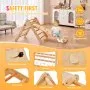 VEVOR Pikler Triangle Set, 4 en 1, juguetes de escalada para niños pequeños, parque infantil interior, gimnasio de escalada de madera de gran tamaño para niños de 1 a 3 años, juego de escalada Montessori con triángulo y rampa, color madera