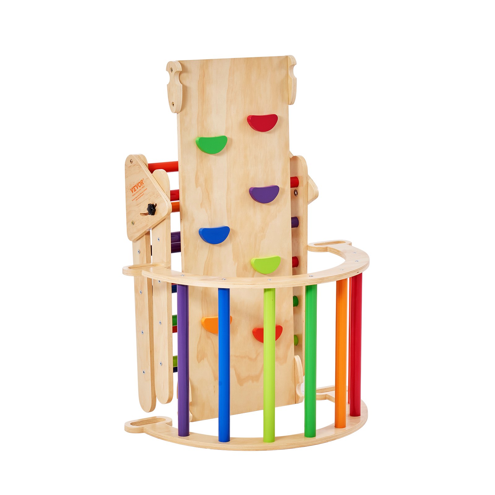 VEVOR Pikler Juego de triángulos 5 en 1, juguetes de escalada para niños pequeños, parque infantil interior, rampa y arco, juego de escalada Montessori con triángulo, gimnasio de escalada de madera de tamaño mediano para niños de 1 a 3 años, colorido