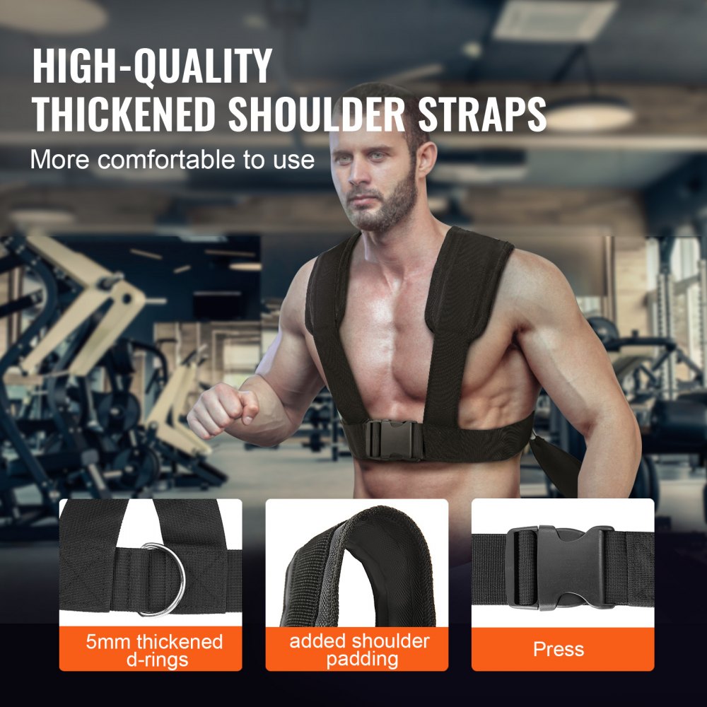 Trineo de entrenamiento con pesas VEVOR, trineo de empuje y tracción con asa, equipo de acero para entrenamiento de fuerza y resistencia, ideal para ejercicios atléticos y mejora de la velocidad, compatible con discos de 2", negro