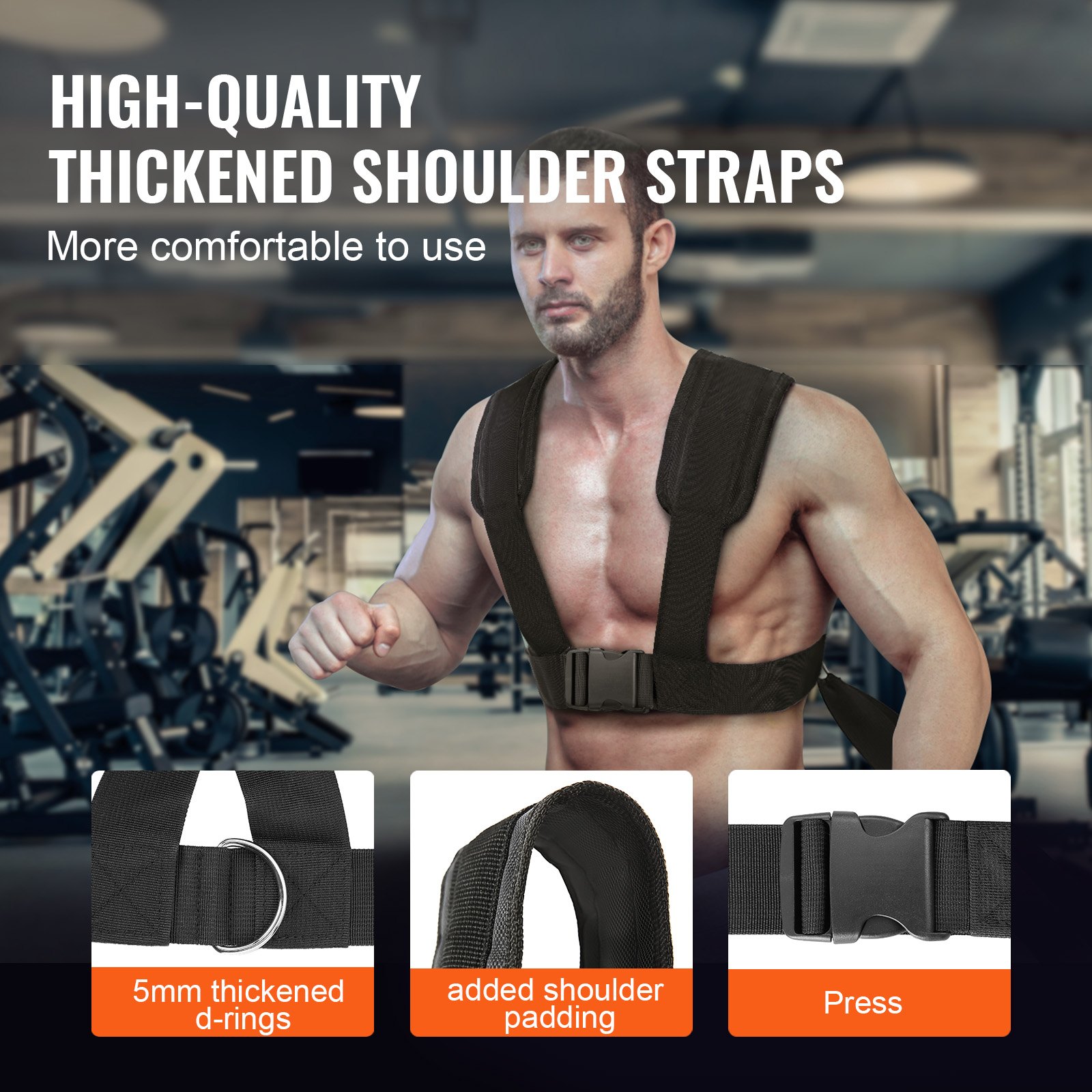 Trineo de entrenamiento con pesas VEVOR, trineo de empuje y tracción con asa, equipo de acero para entrenamiento de fuerza y resistencia, ideal para ejercicios atléticos y mejora de la velocidad, compatible con discos de 2", negro