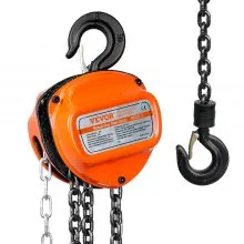 Polipasto de cadena manual VEVOR, 1/2 tonelada, capacidad de 1100 libras, 10 pies, acero al carbono galvanizado G80 con freno de doble trinquete, cadena automática y gancho de rotación de 360°, para muelle de fábrica de garaje