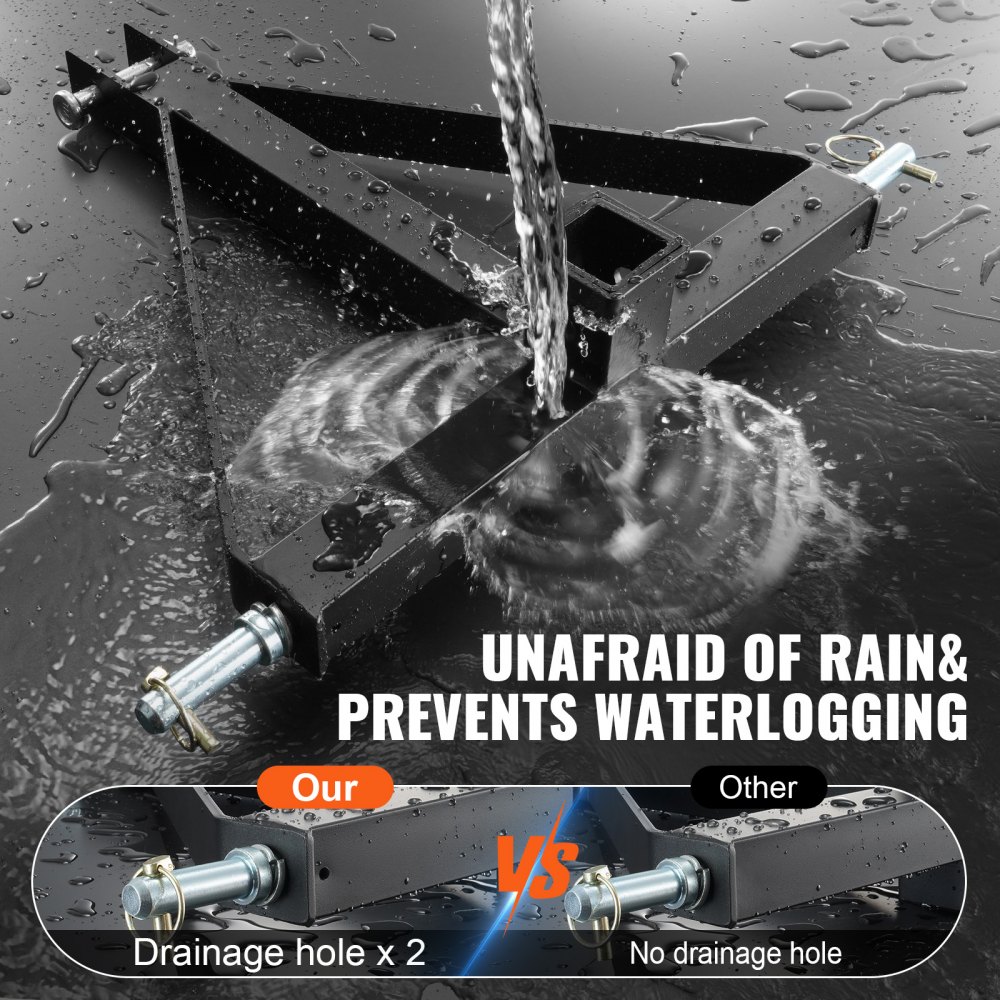 Receptor de enganche de 3 puntos VEVOR, adaptador de barra de remolque de 3 puntos y 2" para tractor de categoría 1 con pasadores, compatible con Kubota, Mahindra, Ford, Yanmar, John Deere y Massey Ferguson.