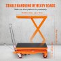 VEVOR Carro de mesa elevadora hidráulica, capacidad de 330 libras, altura de elevación de 50 pulgadas, mesa elevadora manual de tijera doble con 4 ruedas y almohadilla antideslizante, carro de tijera