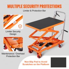 VEVOR Carro de mesa elevadora hidráulica, capacidad de 330 libras, altura de elevación de 50 pulgadas, mesa elevadora manual de tijera doble con 4 ruedas y almohadilla antideslizante, carro de tijera