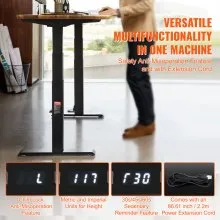 Escritorio de pie VEVOR con motor doble, altura ajustable de 26 a 50,8 pulgadas y longitud de 43,3 a 70,1 pulgadas, patas eléctricas para escritorio de computadora, base ergonómica para estación de trabajo para oficina en casa, 3 posiciones (solo marco negro)