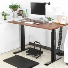 Escritorio de pie VEVOR con motor doble, altura ajustable de 26 a 50,8 pulgadas y longitud de 43,3 a 70,1 pulgadas, patas eléctricas para escritorio de computadora, base ergonómica para estación de trabajo para oficina en casa, 3 posiciones (solo marco negro)