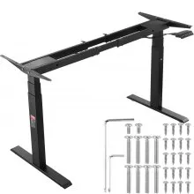 Escritorio de pie VEVOR con motor doble, altura ajustable de 26 a 50,8 pulgadas y longitud de 43,3 a 70,1 pulgadas, patas eléctricas para escritorio de computadora, base ergonómica para estación de trabajo para oficina en casa, 3 posiciones (solo marco negro)